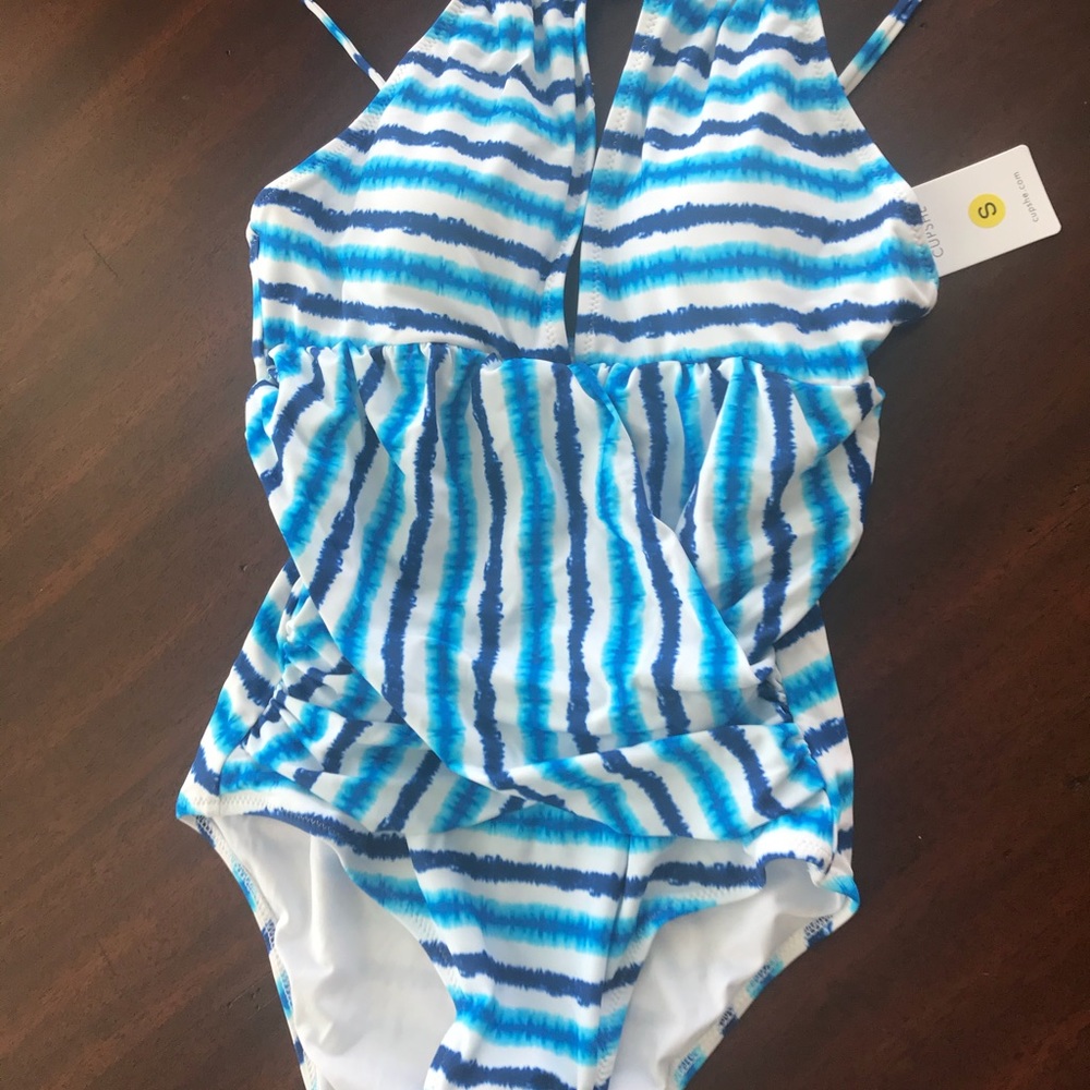 Tie-dye Style High Neck keyhole one piece swimsuit